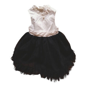 Janie and Jack Cream & Black Dress size 6-12mo Satin & Tulle
